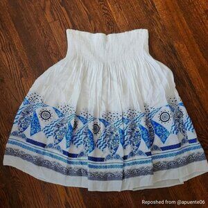 Coldwater Creek White and Blue A-Line Skirt